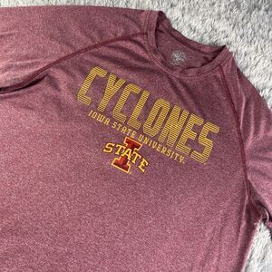 Iowa State Cyclones Shirt Mens Large Red Performance Tech Short Sleeve ISU NCAA